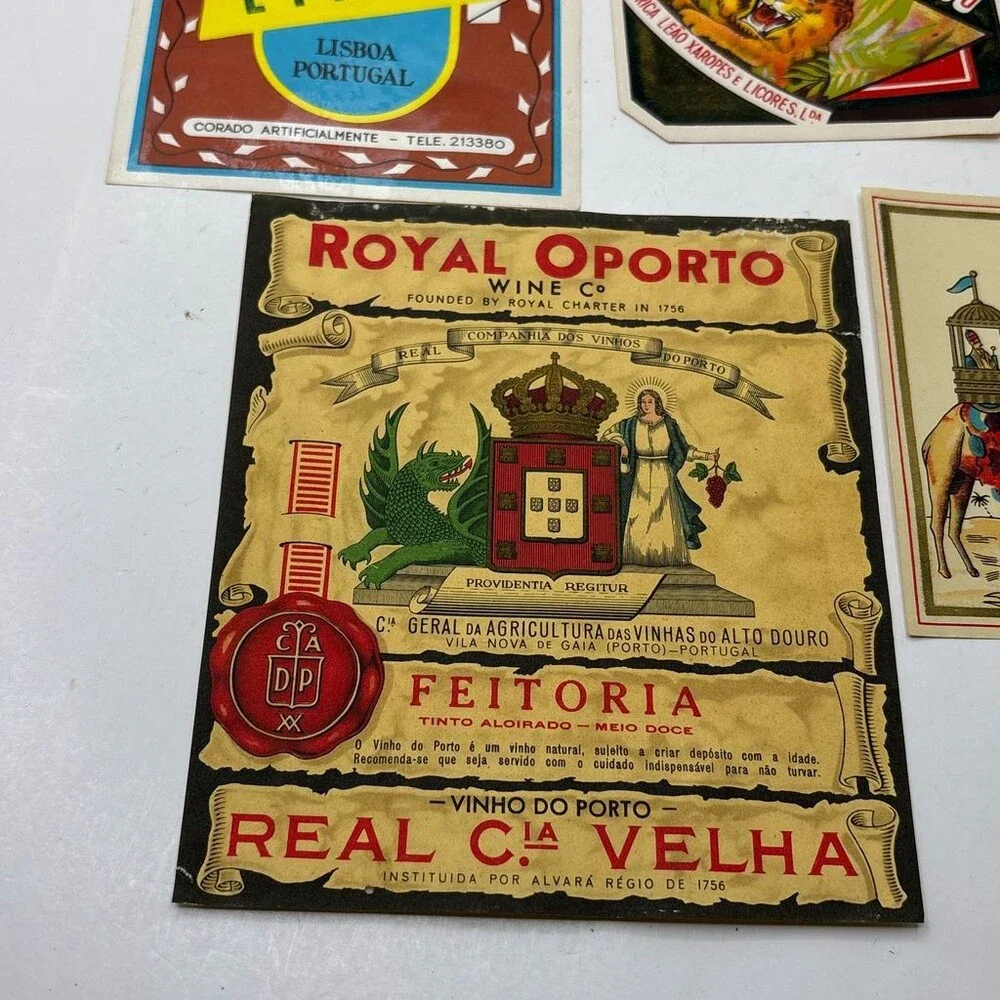 Vintage Portuguese Liquor Bottle Labels Abafado Moscatel Limão Oporto - Lot of 8